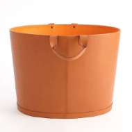 Picture of OVERSIZED OVAL LEATHER BASKET-ORANGE