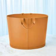 Picture of OVERSIZED OVAL LEATHER BASKET-ORANGE