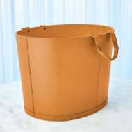 Picture of OVERSIZED OVAL LEATHER BASKET-ORANGE