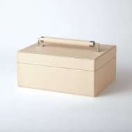 Picture of WRAPPED LEATHER HANDLE BOX-IVORY