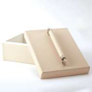 Picture of WRAPPED LEATHER HANDLE BOX-IVORY