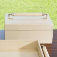 Picture of WRAPPED LEATHER HANDLE BOX-IVORY