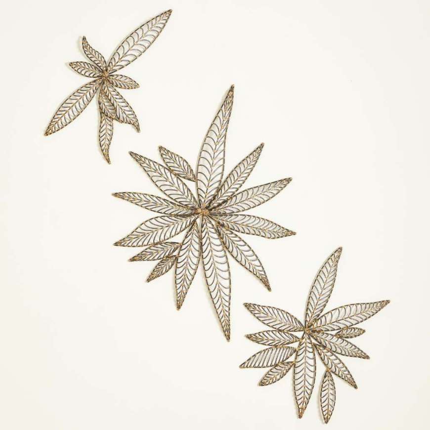 Picture of S/3 LEAF WALL DECOR-NATURAL IRON