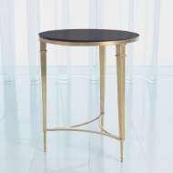 Picture of ROUND FRENCH SQUARE LEG TABLE-BRASS W/BLACK GRANIT