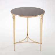 Picture of ROUND FRENCH SQUARE LEG TABLE-BRASS W/BLACK GRANIT