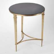 Picture of ROUND FRENCH SQUARE LEG TABLE-BRASS W/BLACK GRANIT