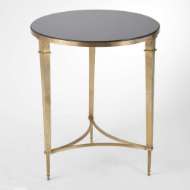 Picture of ROUND FRENCH SQUARE LEG TABLE-BRASS W/BLACK GRANIT