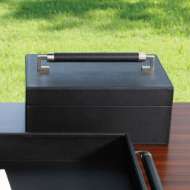 Picture of WRAPPED LEATHER HANDLE BOX-BLACK