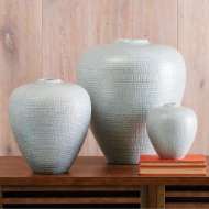 Picture of BULBOUS VASES-REACTIVE SILVER BLUE