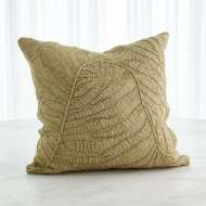 Picture of BEADED PALM LEAF PILLOW-KHAKI