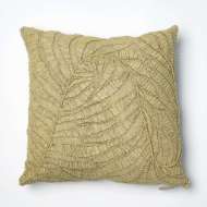 Picture of BEADED PALM LEAF PILLOW-KHAKI