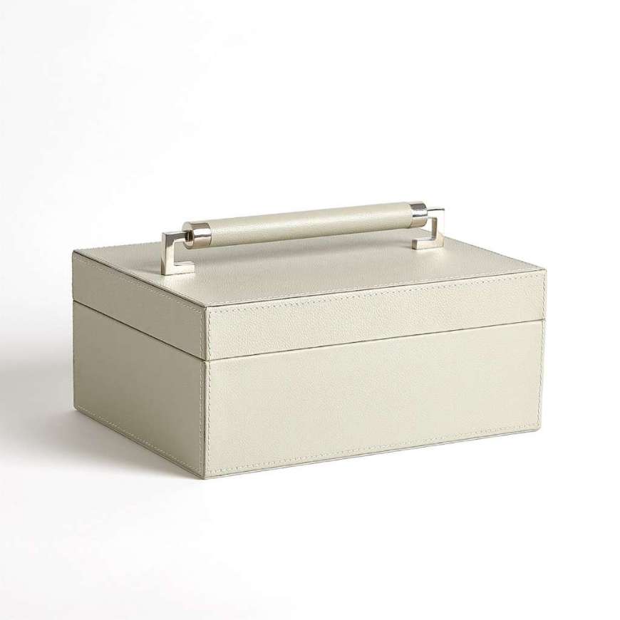 Picture of WRAPPED LEATHER HANDLE BOX-GREY