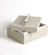 Picture of WRAPPED LEATHER HANDLE BOX-GREY