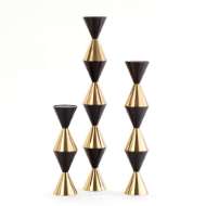 Picture of ITALIAN DIAMOND CANDLE HOLDER-BRONZE/BRASS