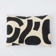 Picture of PUZZLE BEADED LUMBAR PILLOW-BLACK ON WHITE