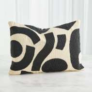 Picture of PUZZLE BEADED LUMBAR PILLOW-BLACK ON WHITE