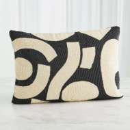 Picture of PUZZLE BEADED LUMBAR PILLOW-WHITE ON BLACK