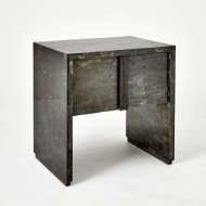 Picture of HORN INLAY BEDSIDE TABLE-BLACK/ANTIQUE BRASS