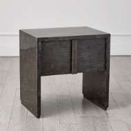 Picture of HORN INLAY BEDSIDE TABLE-BLACK/ANTIQUE BRASS