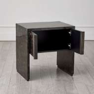 Picture of HORN INLAY BEDSIDE TABLE-BLACK/ANTIQUE BRASS