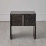 Picture of HORN INLAY BEDSIDE TABLE-BLACK/ANTIQUE BRASS