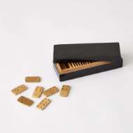 Picture of BOXED BONE DOMINO SET-BLACK