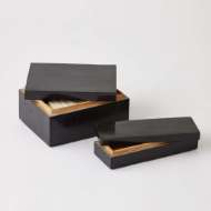 Picture of BOXED BONE DOMINO SET-BLACK