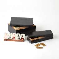 Picture of BOXED BONE DOMINO SET-BLACK