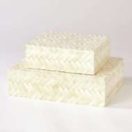 Picture of WHITE BONE BRAIDED BOXES