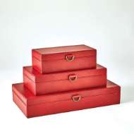 Picture of MARBLED LEATHER D RING BOXES-DEEP RED