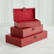 Picture of MARBLED LEATHER D RING BOXES-DEEP RED