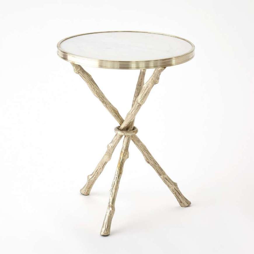 Picture of TWIG TABLE-BRASS & WHITE MARBLE