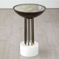 Picture of ARTISTIC OCCASIONAL SIDE TABLE WITH GLASS TOP-ANTIQUE BRASS FINISH