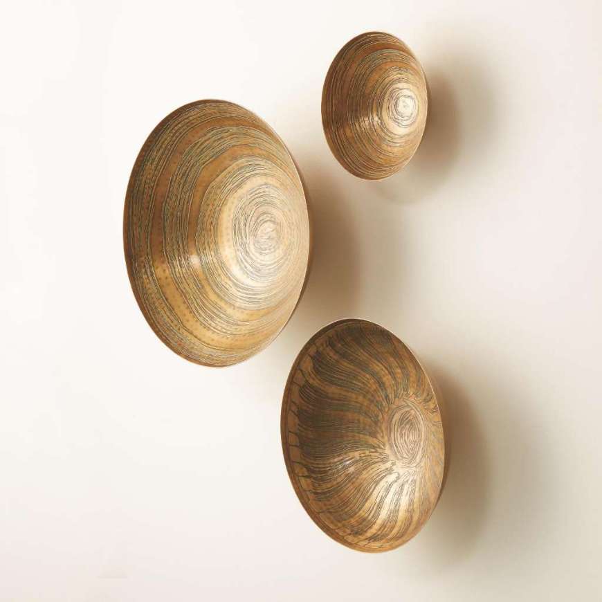 Picture of S/3 SUN ETCHED WALL BOWLS-ANTIQUE BRASS