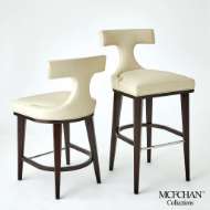 Picture of ANVIL BACK STOOLS-IVORY LEATHER & MUSLIN