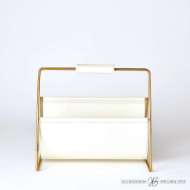 Picture of VIVIEN LITERATURE HOLDER-BRASS W/WHITE LEATHER