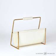 Picture of VIVIEN LITERATURE HOLDER-BRASS W/WHITE LEATHER