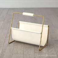 Picture of VIVIEN LITERATURE HOLDER-BRASS W/WHITE LEATHER