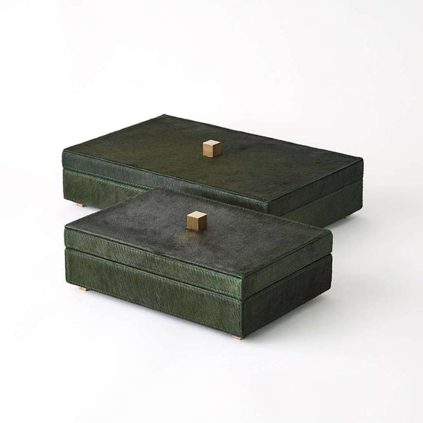 Picture of POSH BOXES-HAIR-ON-HIDE GREEN