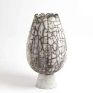 Picture of CRACKLED FOOTED VASES-BLACK RAKU