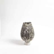 Picture of CRACKLED FOOTED VASES-BLACK RAKU