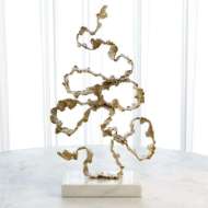 Picture of SQUIGGLES SCULPTURE- BRASS W/WHITE MARBLE