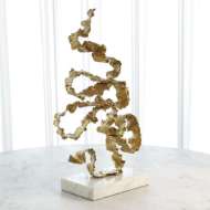 Picture of SQUIGGLES SCULPTURE- BRASS W/WHITE MARBLE