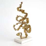 Picture of SQUIGGLES SCULPTURE- BRASS W/WHITE MARBLE