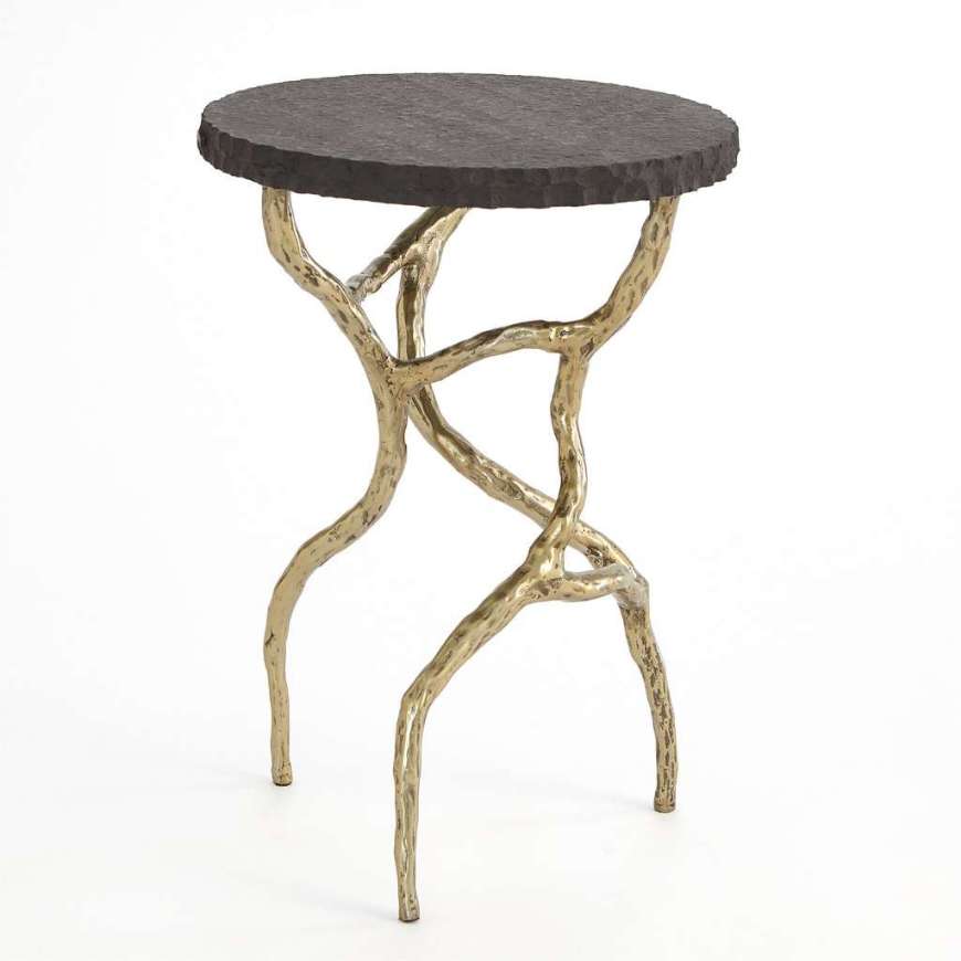 Picture of ROOT TABLE-FAUX BRASS W/BLACK MARBLE