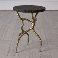 Picture of ROOT TABLE-FAUX BRASS W/BLACK MARBLE