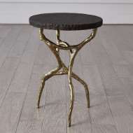 Picture of ROOT TABLE-FAUX BRASS W/BLACK MARBLE