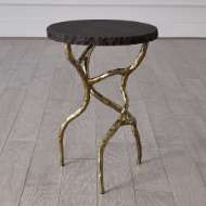 Picture of ROOT TABLE-FAUX BRASS W/BLACK MARBLE