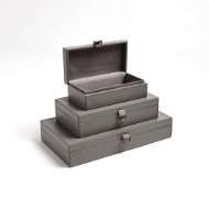 Picture of MARBLED LEATHER D RING BOX-DARK GREY