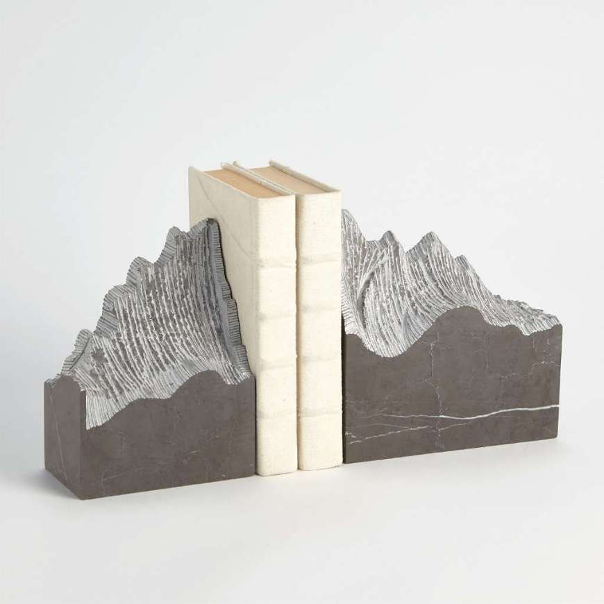 Picture of PAIR MOUNTAIN SUMMIT BOOKENDS-GREY MARBLE